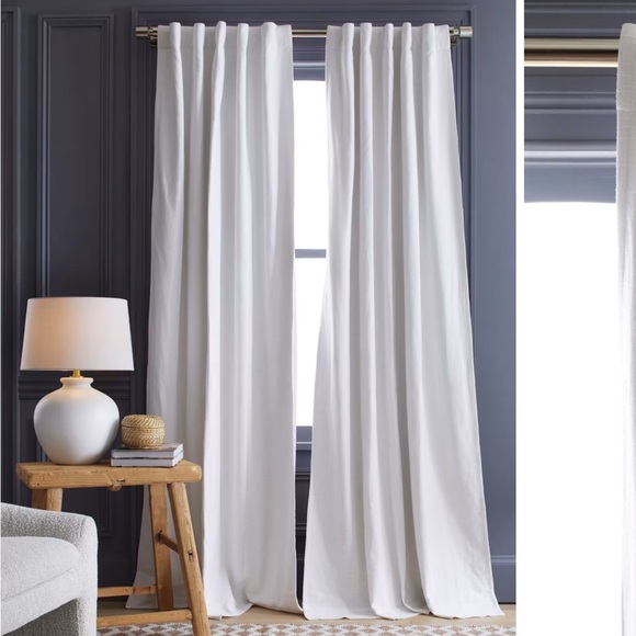 NWT QUINCE Set 48x84 Cotton Slub Room Darkening Curtains White 4085 - Picture 1 of 12